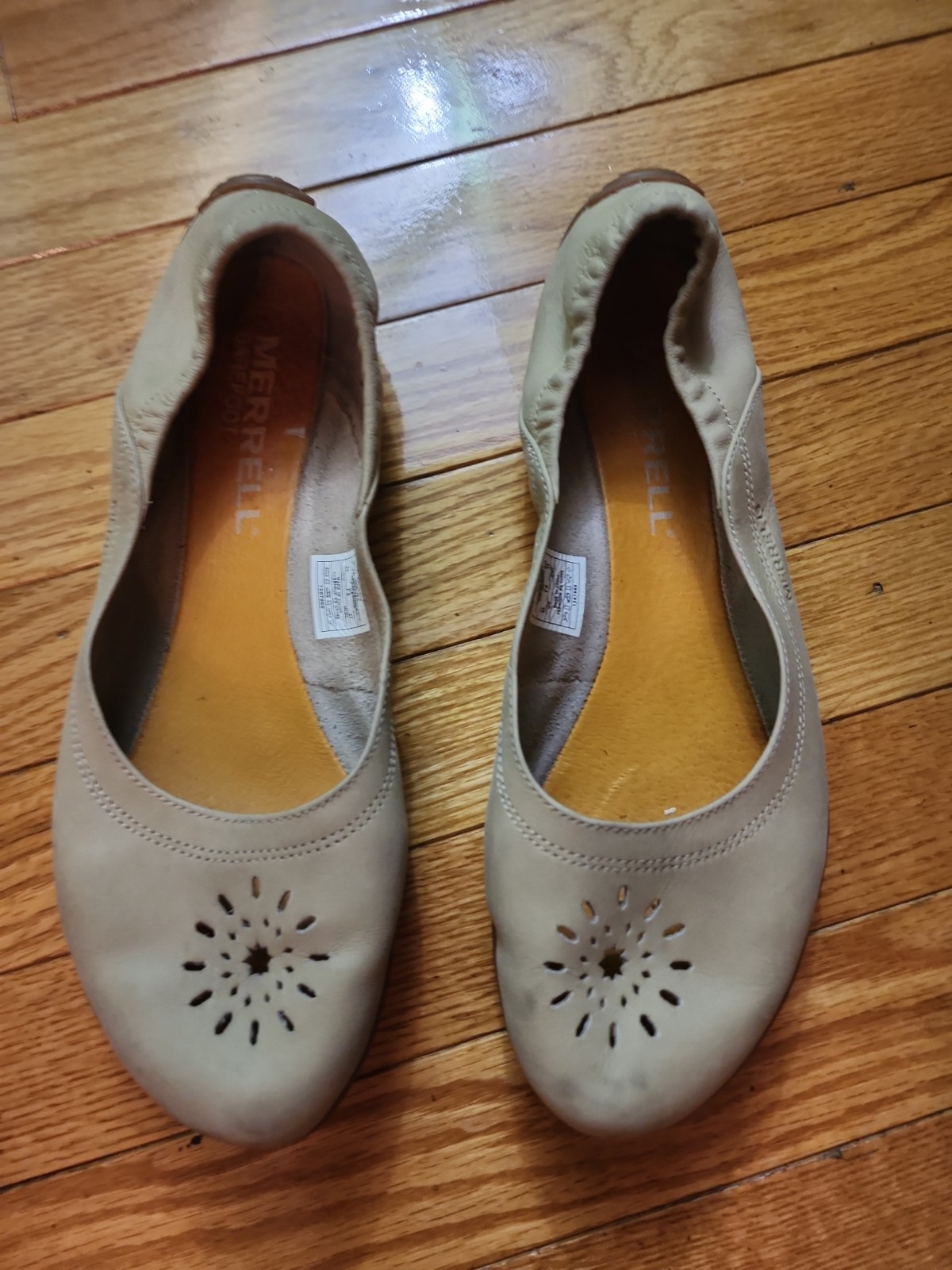 Merrell Performance Footwear Barefoot Vibram Slip-On Leather Tan Shoes Sz 10