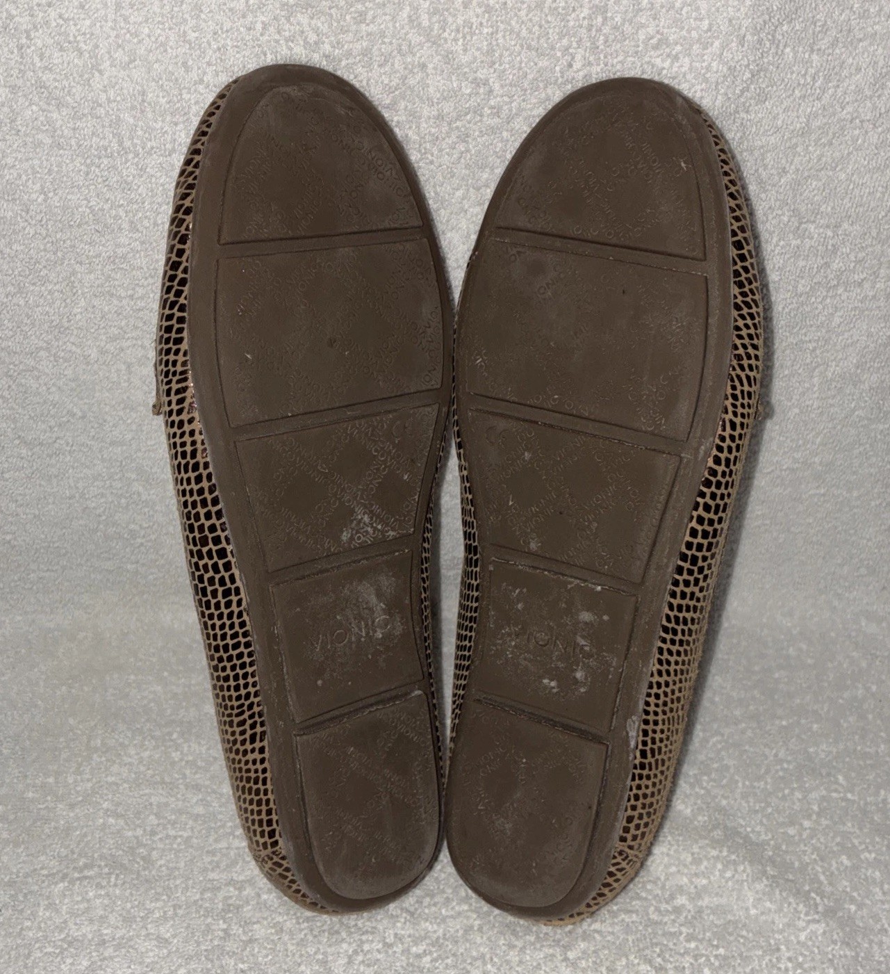 Vionic Chill Larrun Brown Metallic Snake Print Leather Flat Slip On Loafer Sz 10