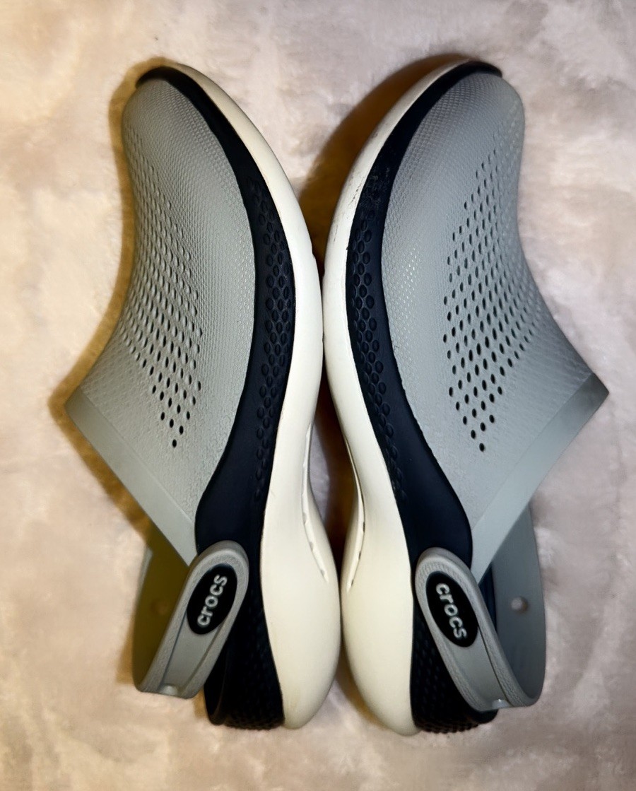 R🩶 Crocs Clogs Gray Shoes Size M5 W7 Slip On LiteRide 360