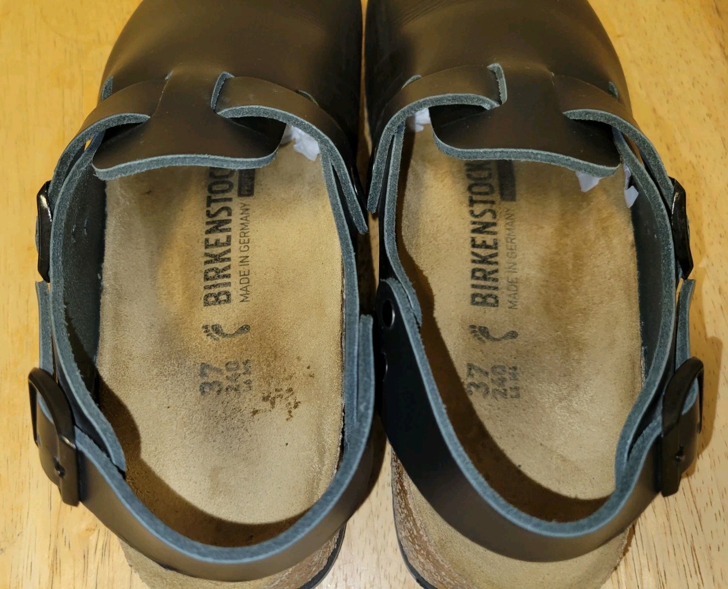 Birkenstock Tokio Pro Super Grip Black Leather Adjustable Strap Clogs Size 37
