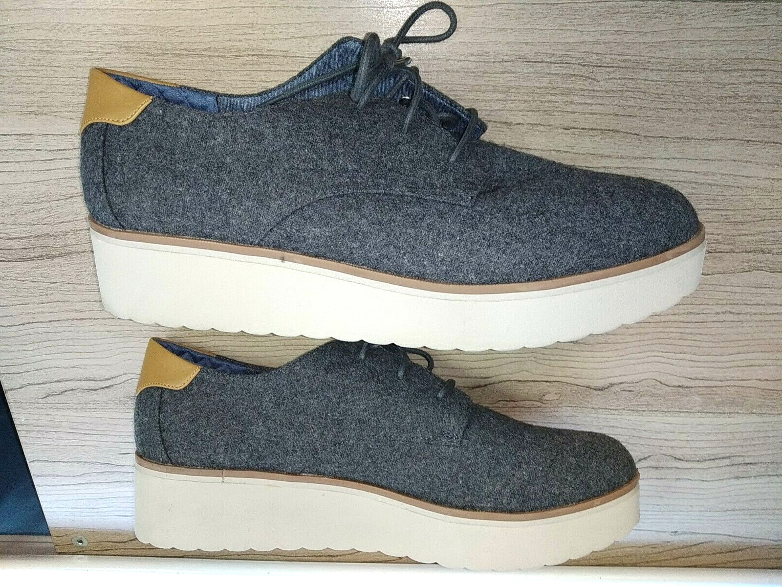 DR. SCHOLLS 11 US/41 EU Lillian Dark Gray Wool Blend Flannel Lace-Up Oxfords