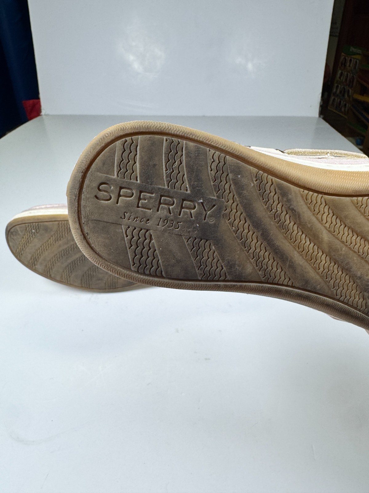 Sperry Koifish STS86519 Womens 7.5 Linen Pink Sparkle Moc Toe Lace Up Boat Shoes