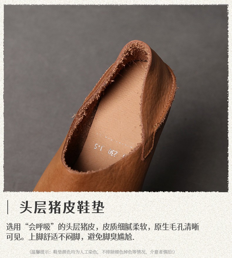 Women Retro Flat Slip on Loafer Genuine Real Leather Shoe Moccasins Slip On Lady