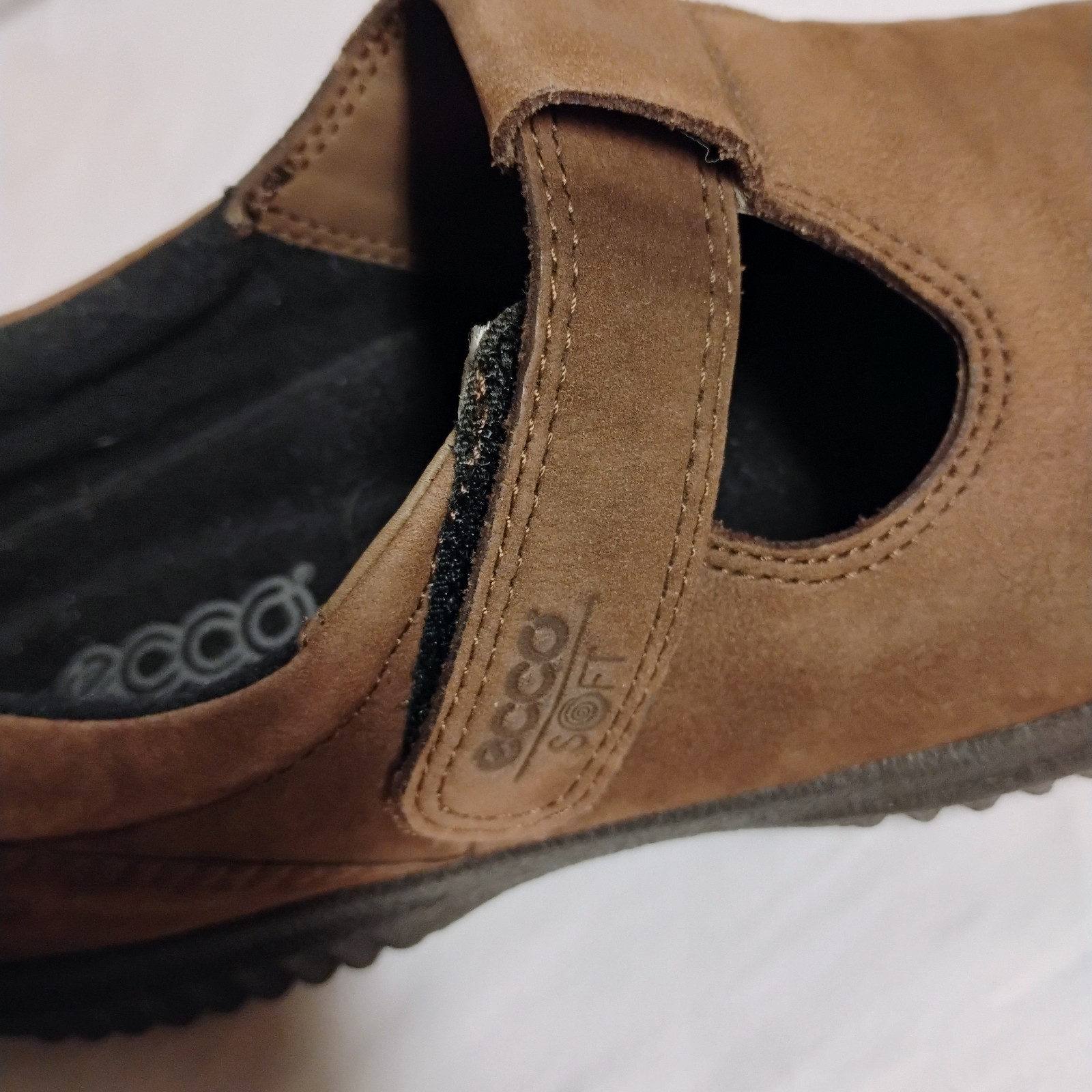 ECCO Soft Leather Mary Jane Comfort Shoes Brown EU 40 US 9 Women’s Hook Loop