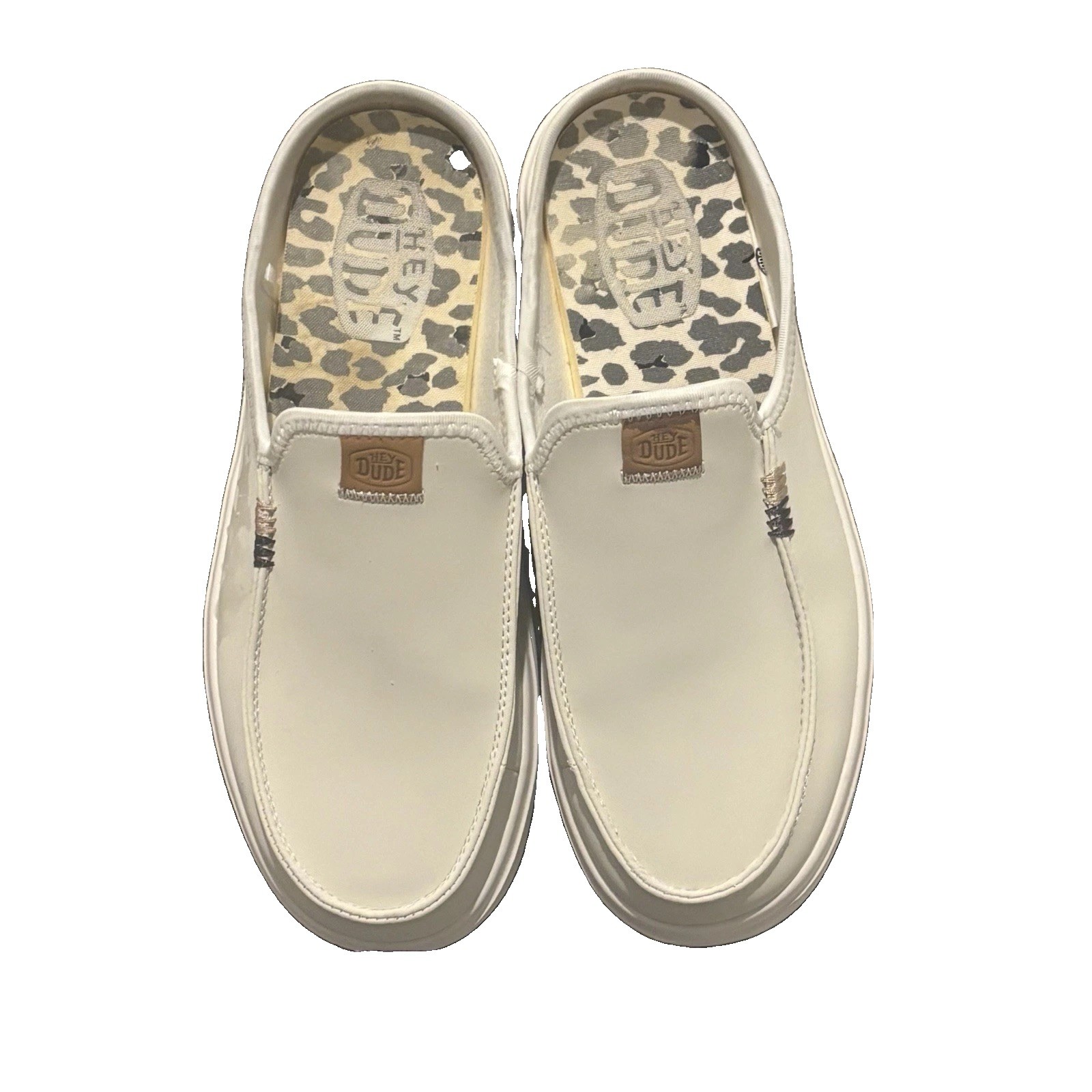 Hey Dude Austin Lift Leather White Platform Slip-On Shoes Women’s Size 8 EU 39