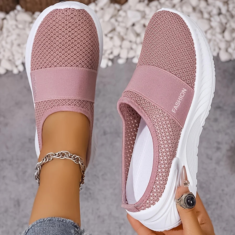Women’s Slip-On Sneakers Breathable Fabric Lightweight PVC Sole Comfort Shoes