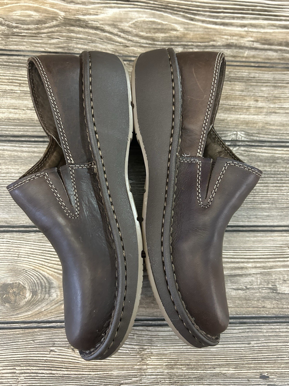 Chaco Zaagh Gunnison 100% Leather Clogs Womens 8.5 Chocolate Brown Vibram Soles