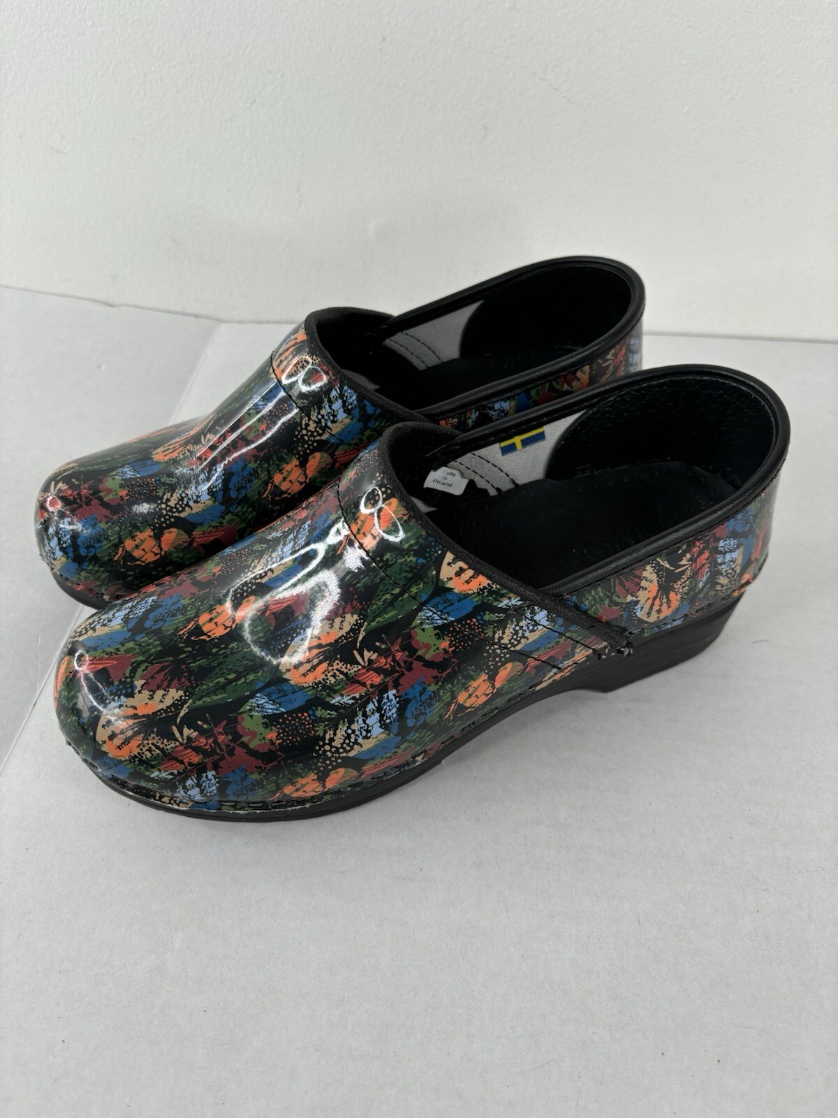 Bjork Swedish Comfort Shoes Clogs Women’s Size 39-40 US 8.5-9 Water Colors Print