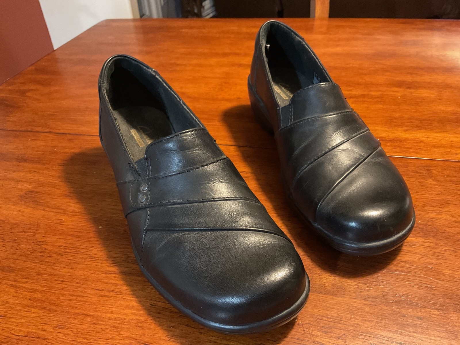 Clark’s Collection May Marigold Black Loafers Slip On Size 6.5 Comfy Casual
