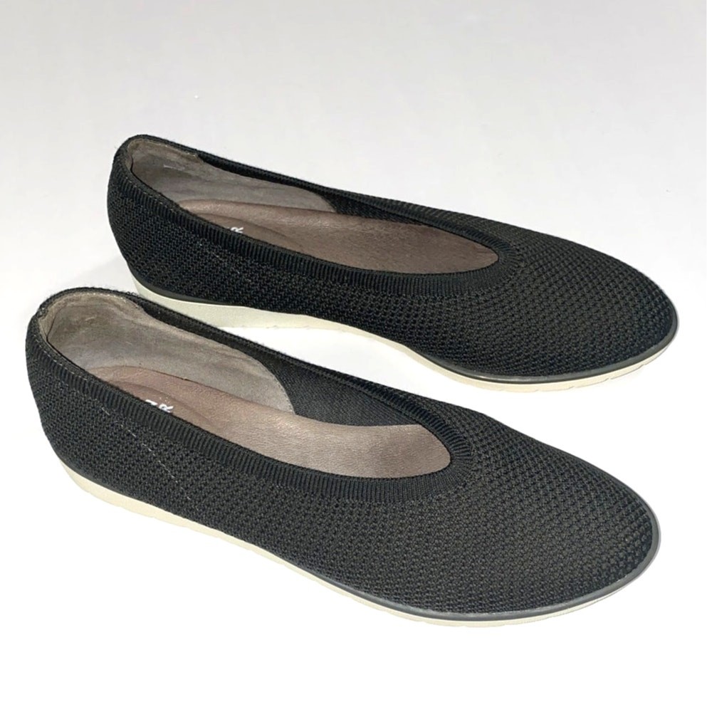 Eileen Fisher Heaven Shoes Women Sz 9.5 Charcoal Gray Knit Comfort Wedge Loafers