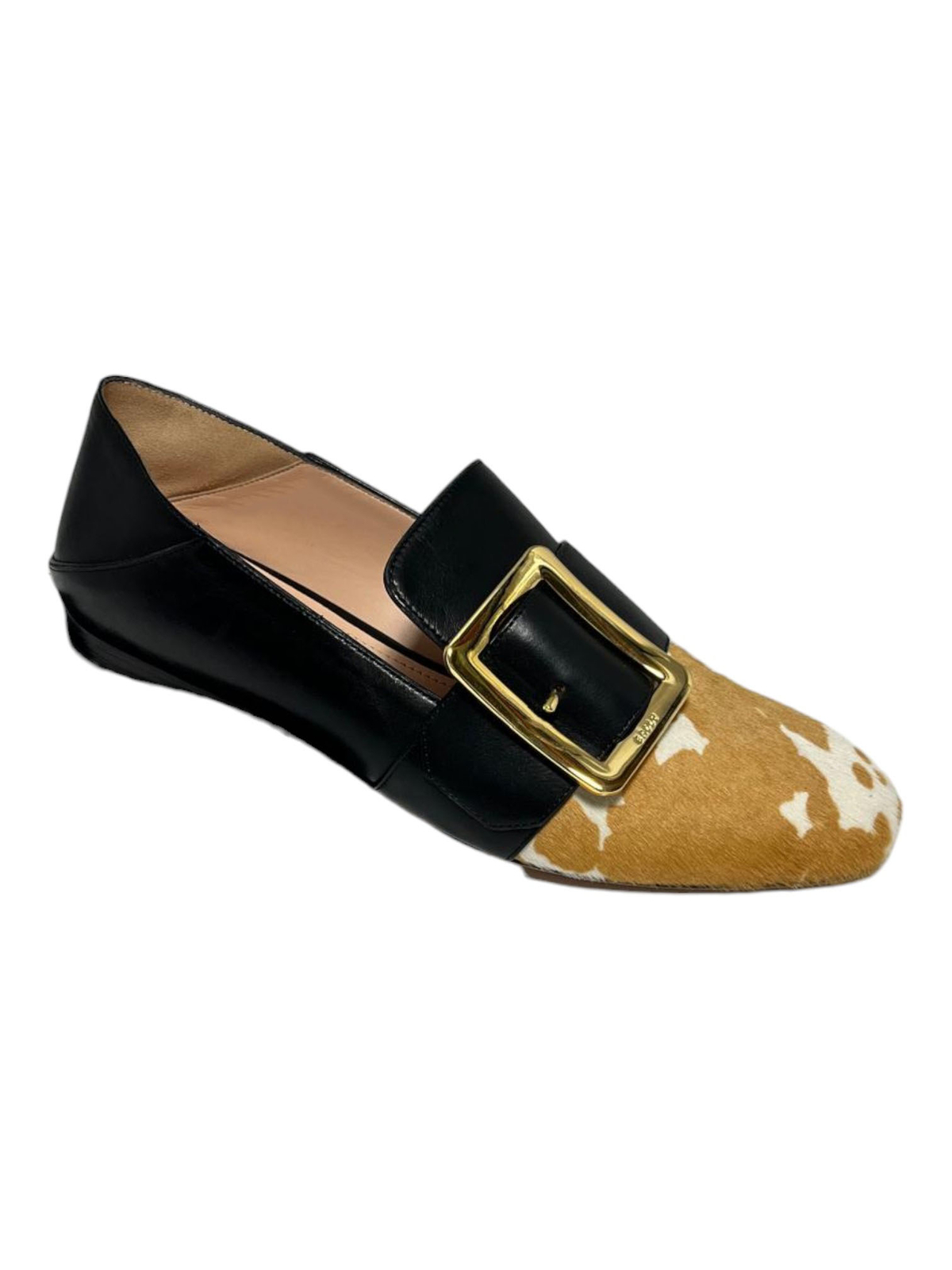 Bally Janelle 6225887 Ladies White/Black Pony Loafers Leather MSRP $870