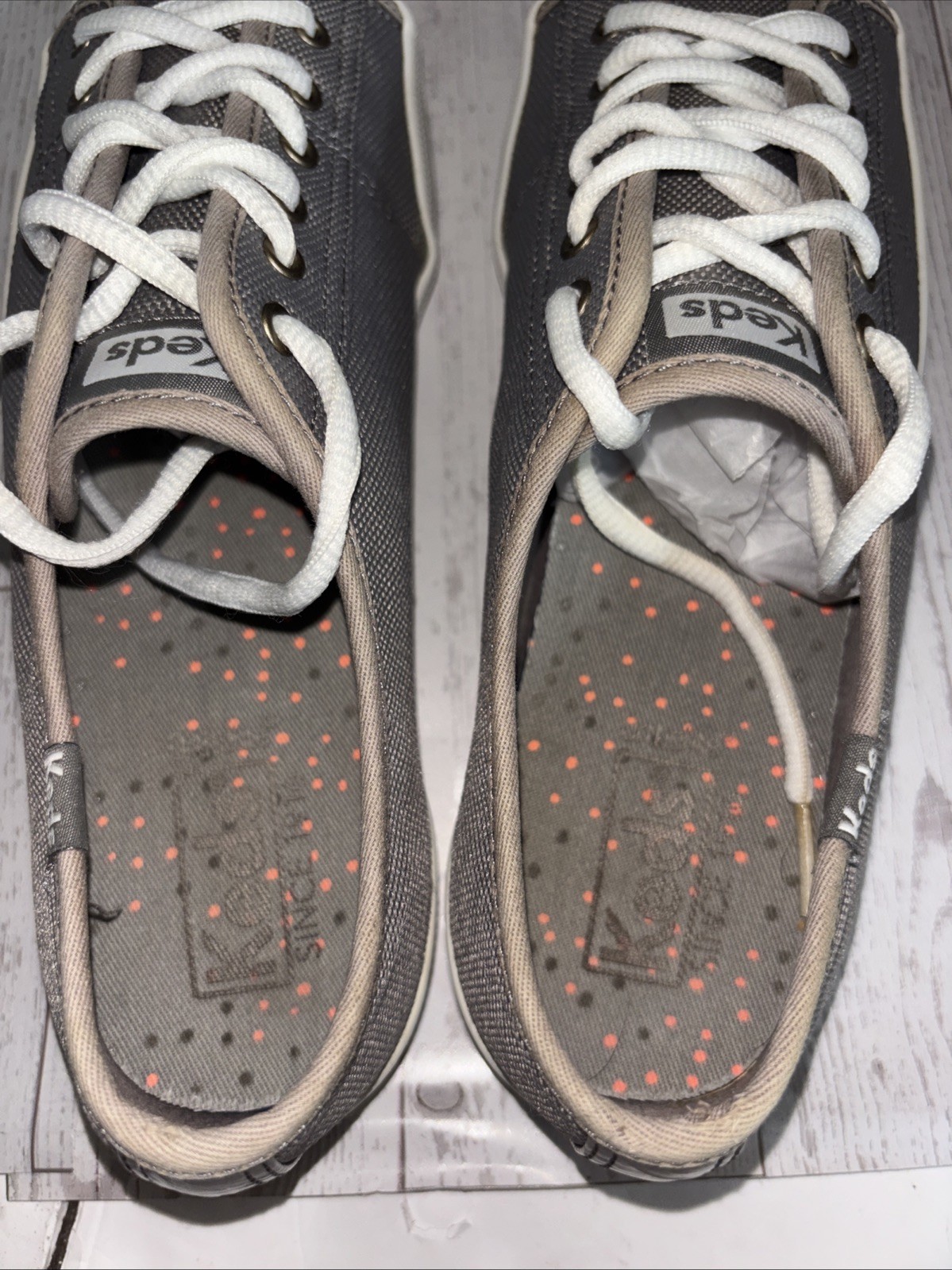 Keds Champion Gray Canvas Lace Up Sneakers Women’s 8 Dream Foam Memory Comfort