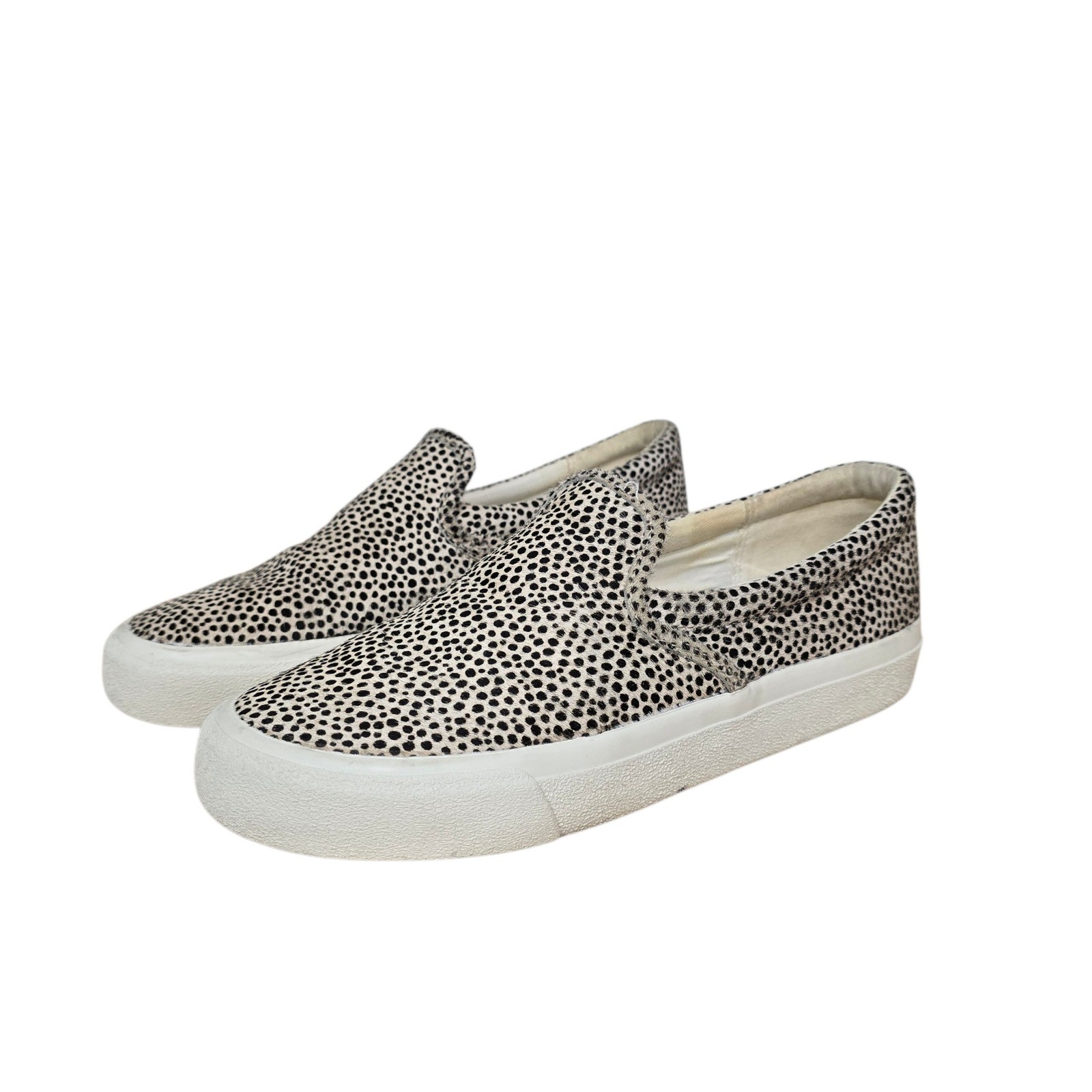 Madewell Sidewalk Slip-On Sneakers Spotted Calf Hair Black White Womens 8.5