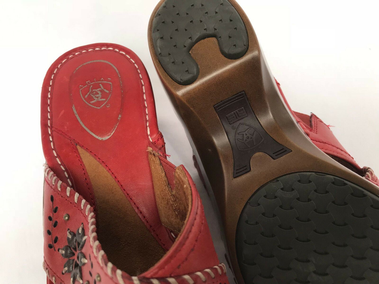 Ariat 10009323 Bella Slide Chili Red Slip-On Sandals Clogs Shoes Womens US 8.5 B