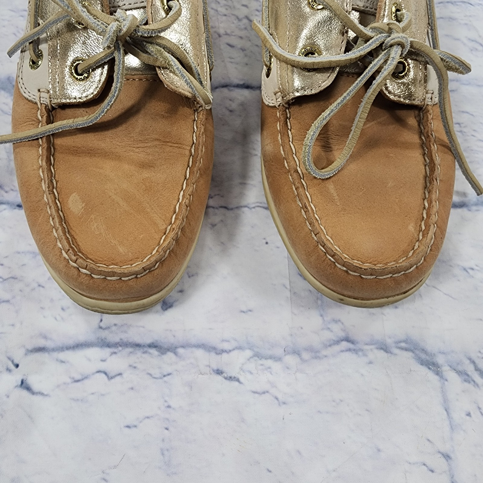 Sperry WOMENS 8.5 Koifish Leather Boat Shoes Beige STS95769