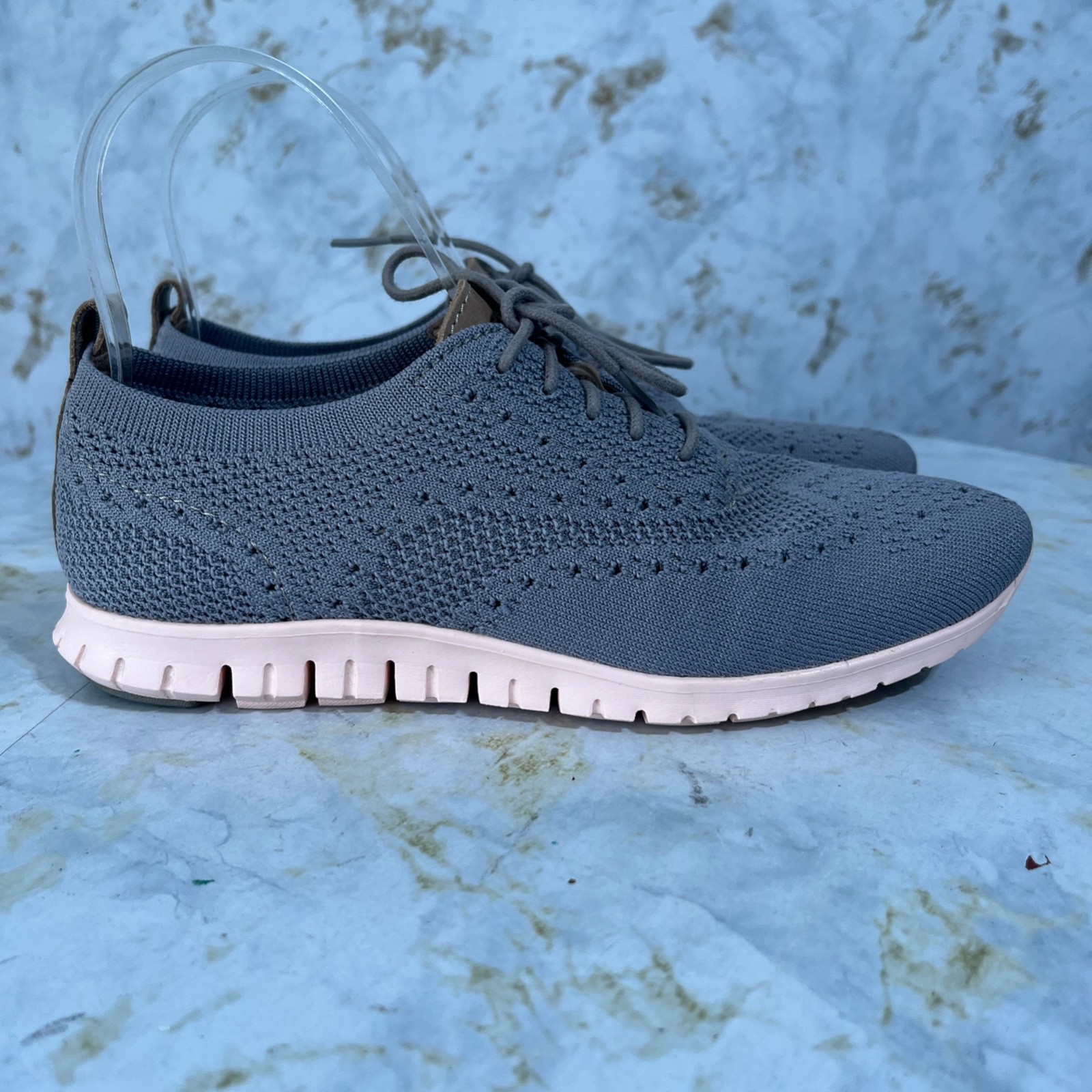 Cole Haan Zerogrand Stitchlite Womens Sz 6.5 Shoes Gray Pink Knit Comfort Oxford