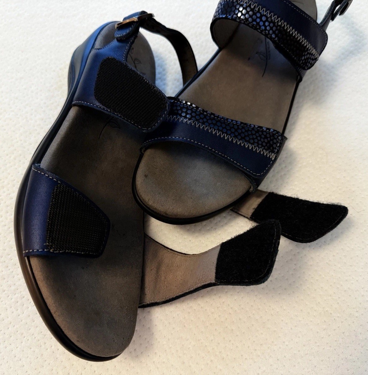 SAS Women’s Nudu Sandals 7N Navy Blue Adjustable Comfort Casual Leather USA Made
