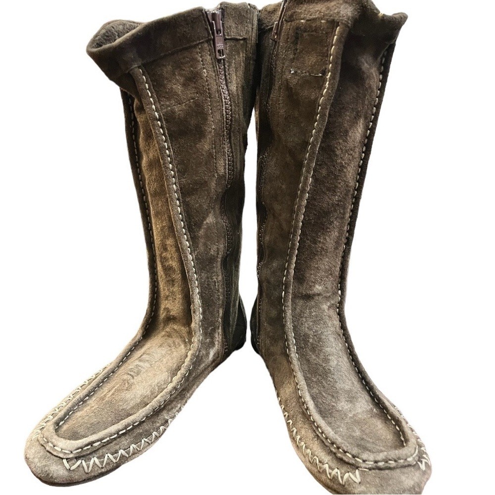 New Gola Suede Mid- Calf Boots , Side Zip, Black or Brown in Multiple Sizes