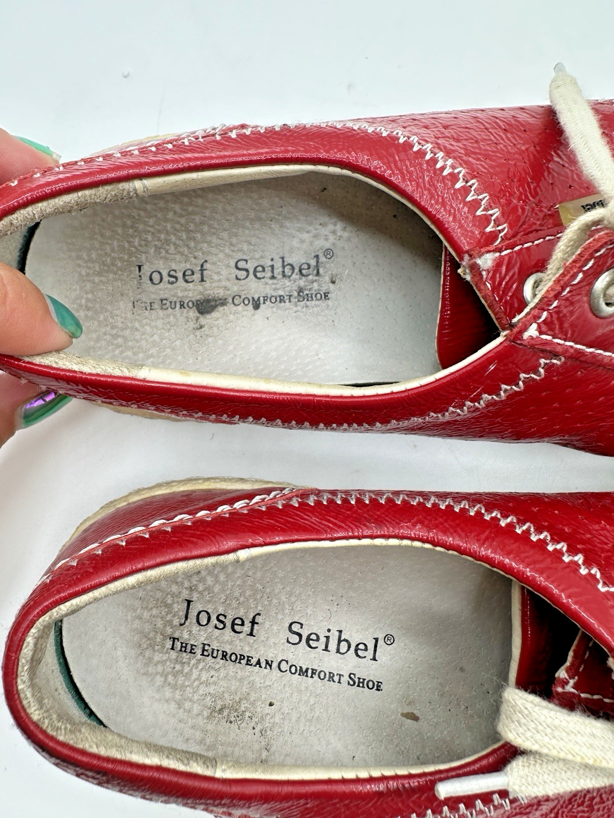 Josef Seibel Women’s EU 39 Red Patent Leather Comfort Lace Up Shoes US 8-8.5
