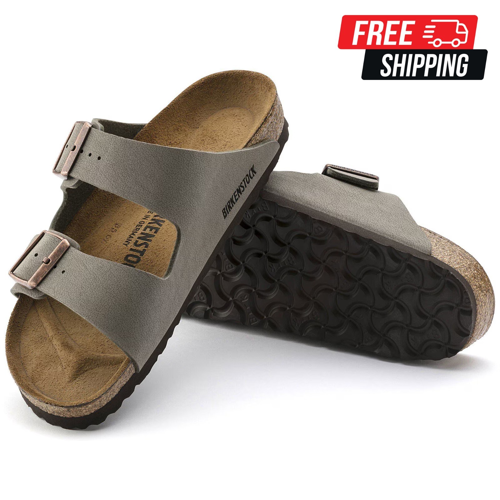 Birkenstock Arizona Birkibuc Sandals Stone Brand New