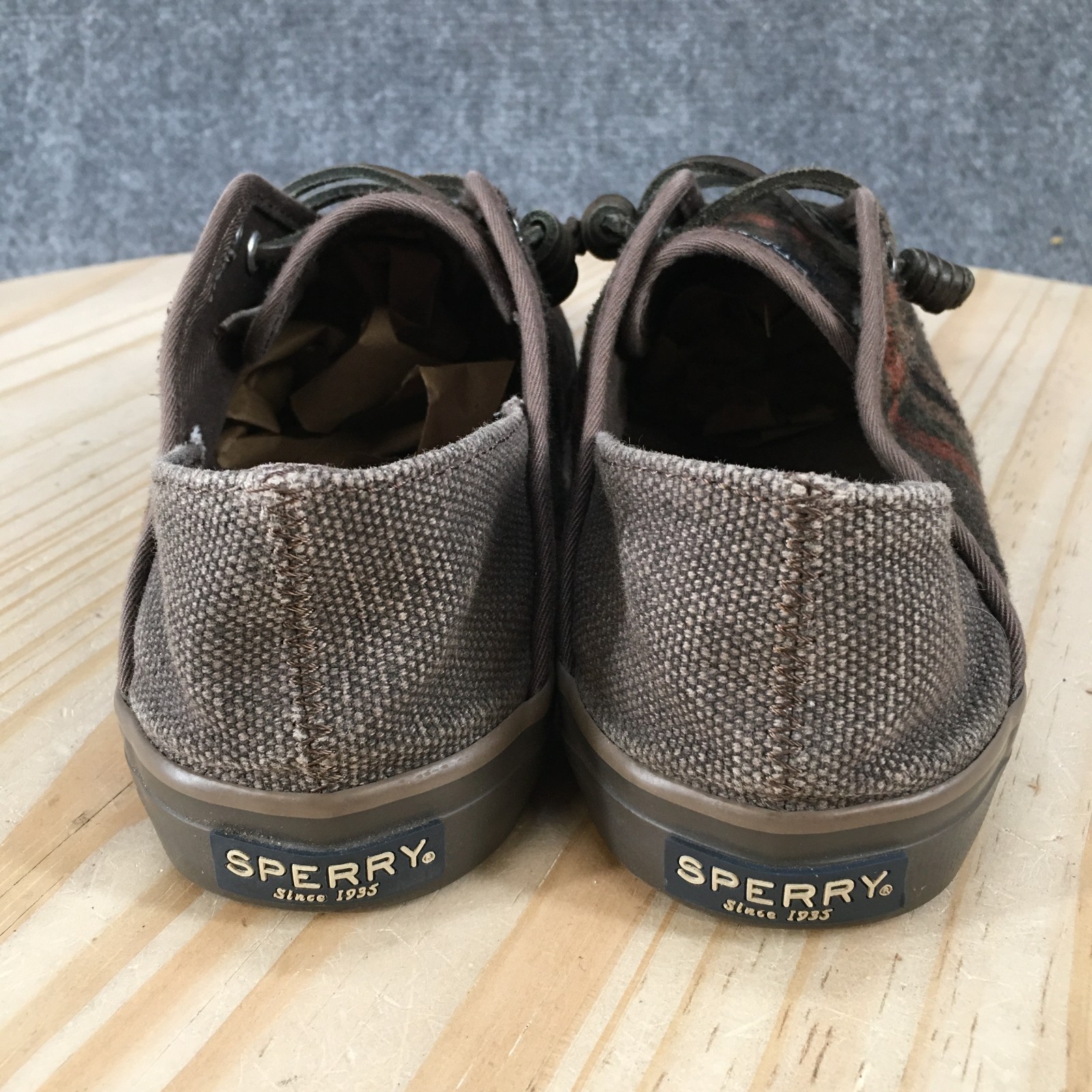 Sperry Seacoast Isle Plaid Shoes Womens 8.5 M Slip On Sneakers Brown STS96986