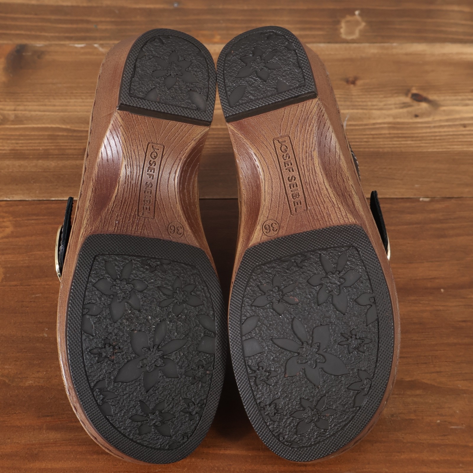 Josef Siebel Shoes Women US 5-5.5 EUR 36 Black Lily Buckle Slip On Clogs Leather