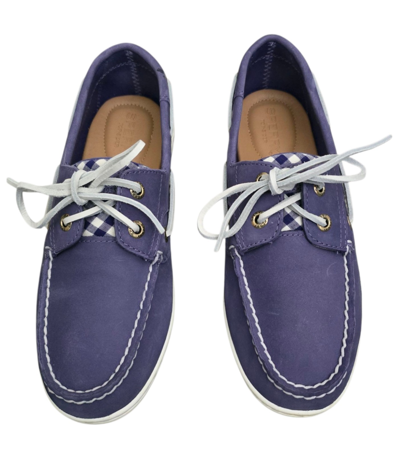 Sperry Koifish Gingham Womens 2 Eye Boat Shoes Size 6.5 W Purple New READ