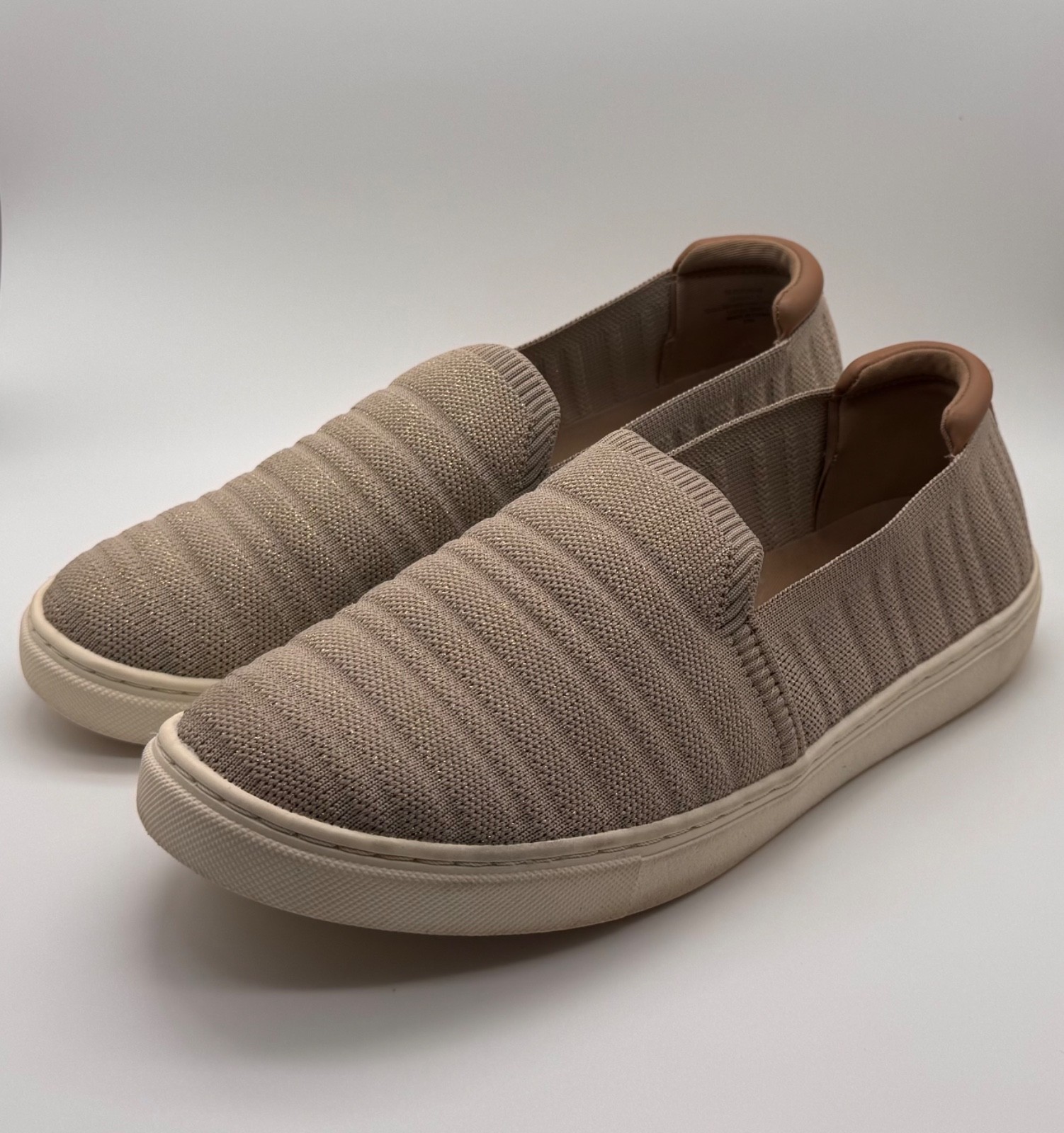 Kelly & Katie Women’s Knit Slip On Sneakers Taupe Beige Casual Shoes Size 11W