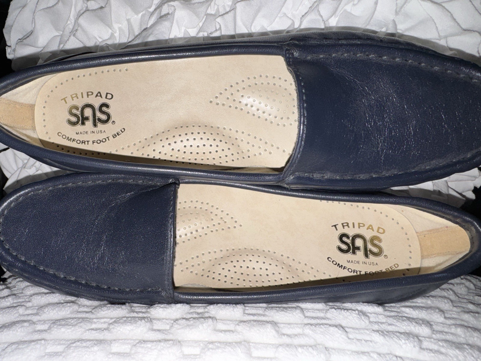 SAS Tripad Women’s Navy Blue Leather Comfort Loafer Slip-On Shoes
