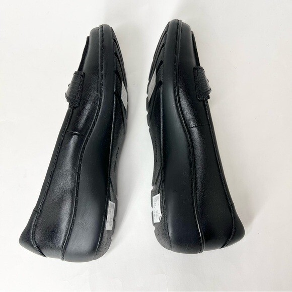 Clarks Women’s Cora Haley Mixed-Texture Tie-Top Loafers Black Leather Size 7.5M