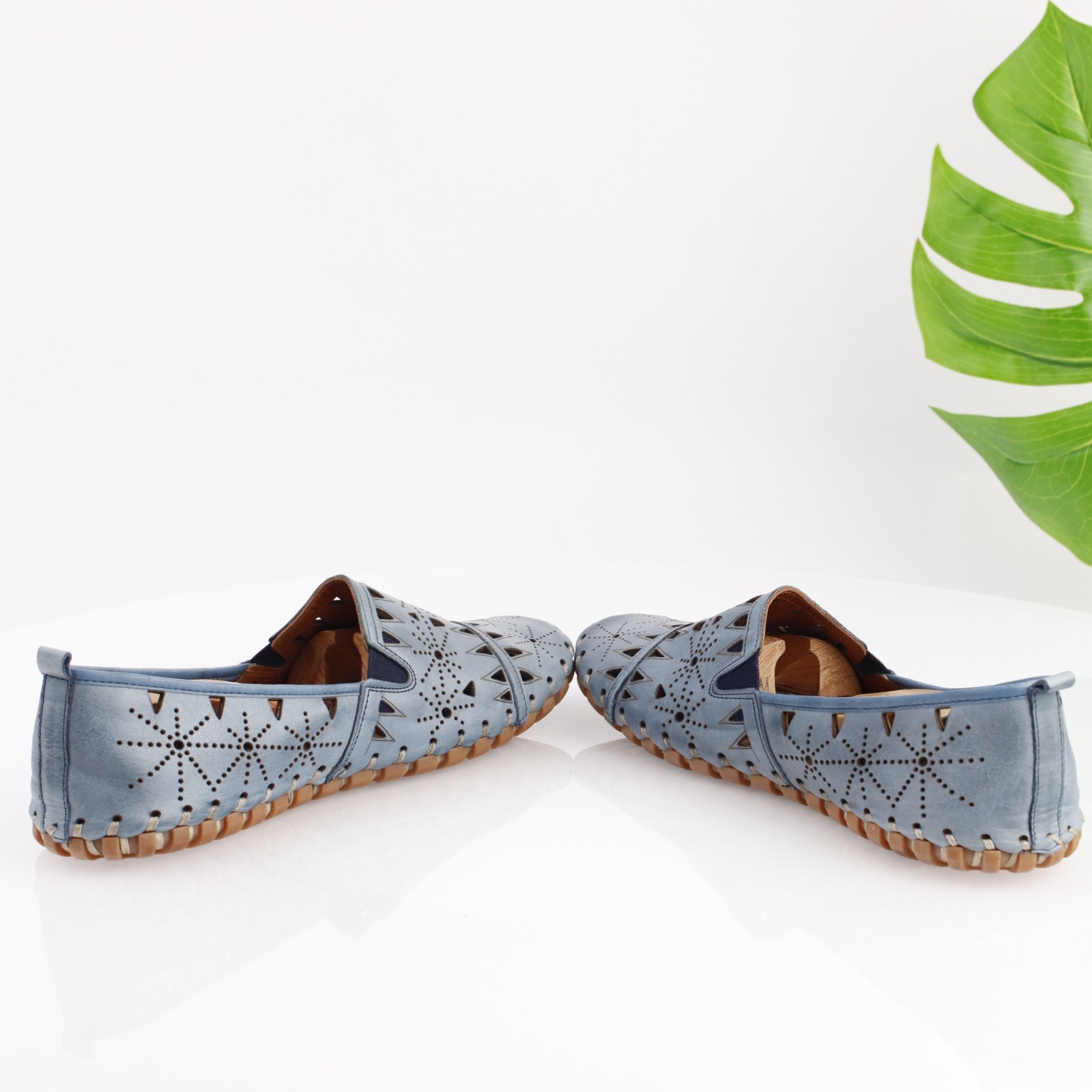 Spring Step Womens Fusaro Loafer Size 44 12.5 Blue Leather Cutouts Flexible Shoe