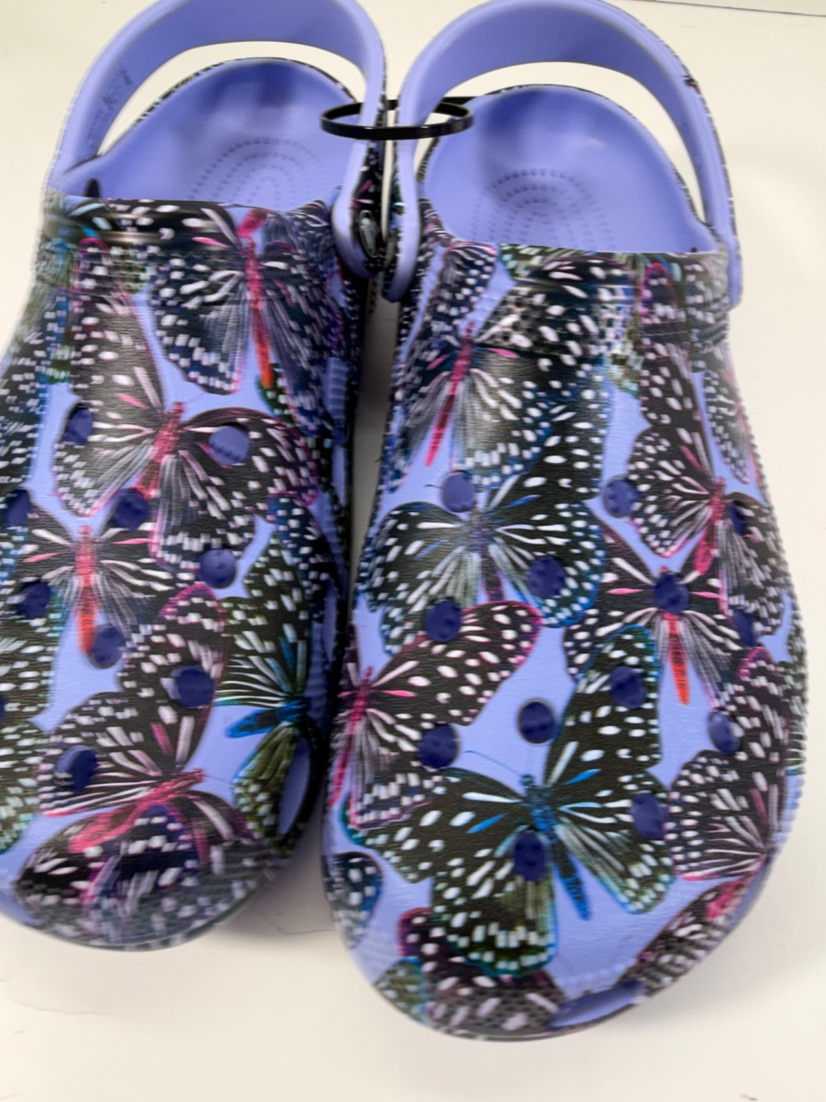 Crocs Classic Butterfly Clogs Womens 11 Moon Jelly Multi Slip-On Comfort NWOT