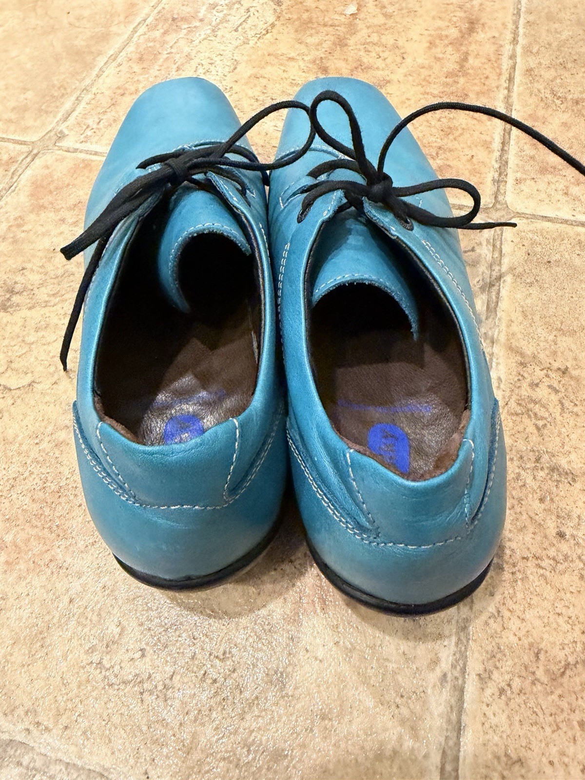 Wolky Rosa Leather Shoes Comfort Oxfords Peacock Teal blue Women Sz 42 11 EUC