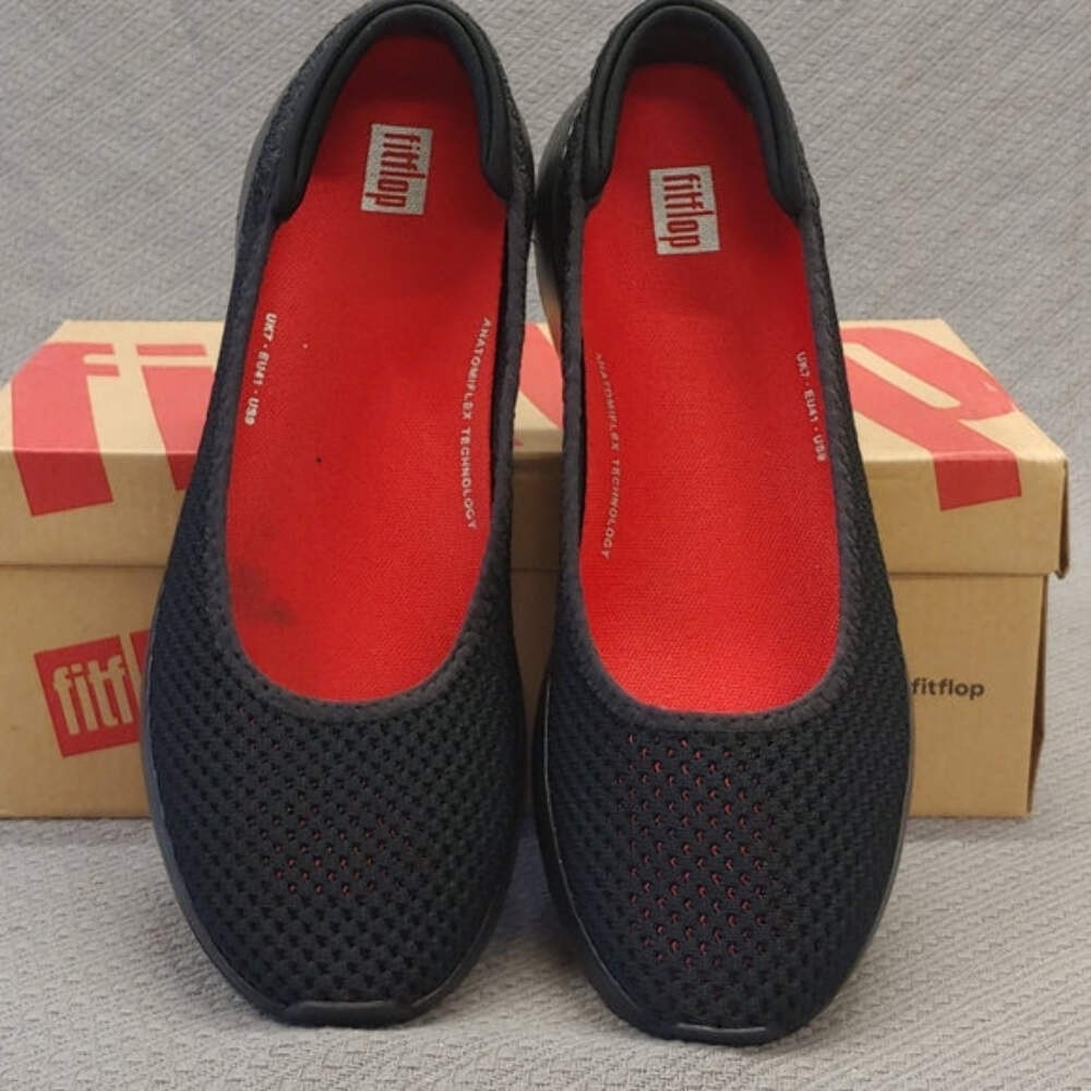 “AS IS” FitFlop Air Mesh slip-on Ballerina Black – 9 674169-J