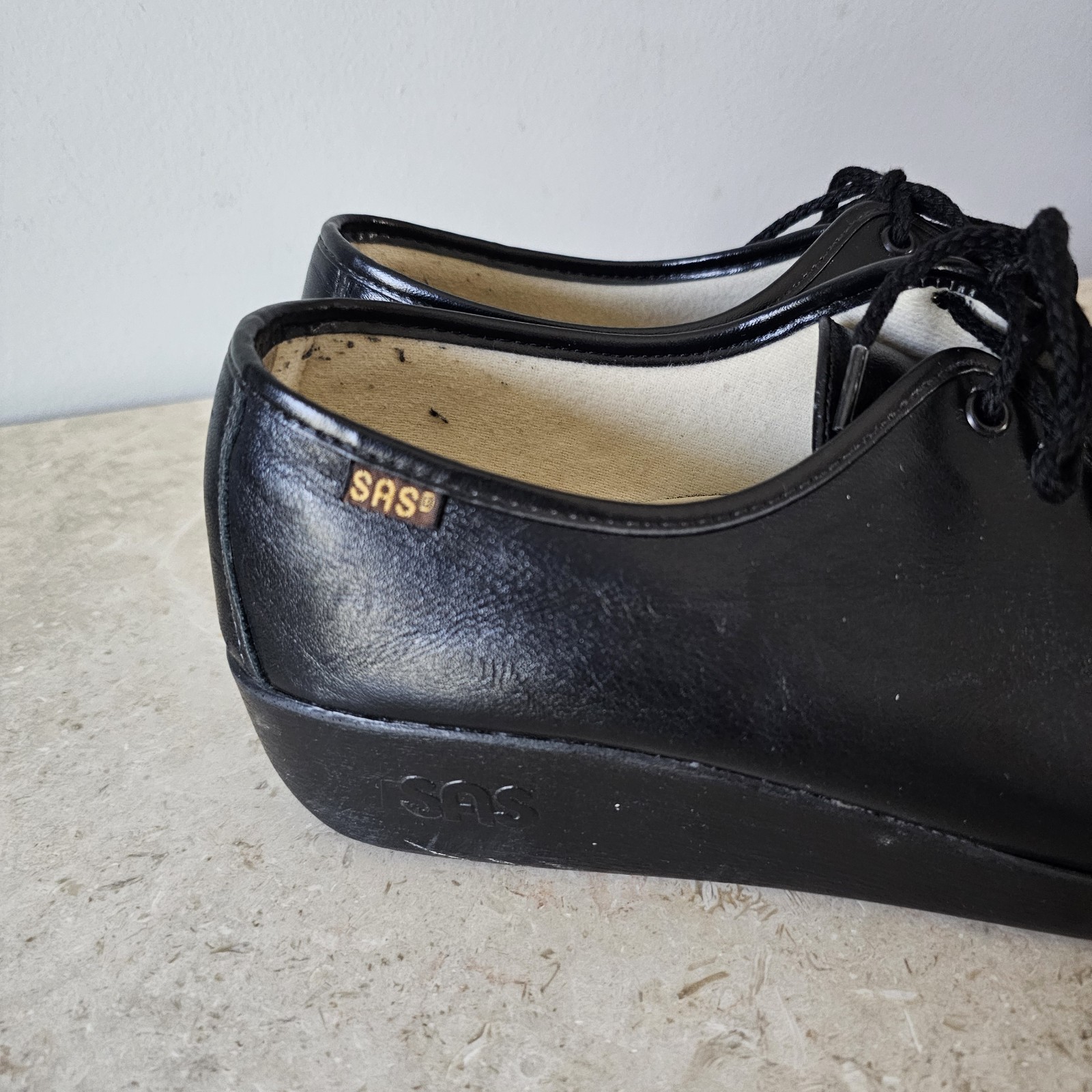 SAS Siesta Moc Toe Shoes Womens Size 11 M Black Leather Comfort Hand Sewn USA