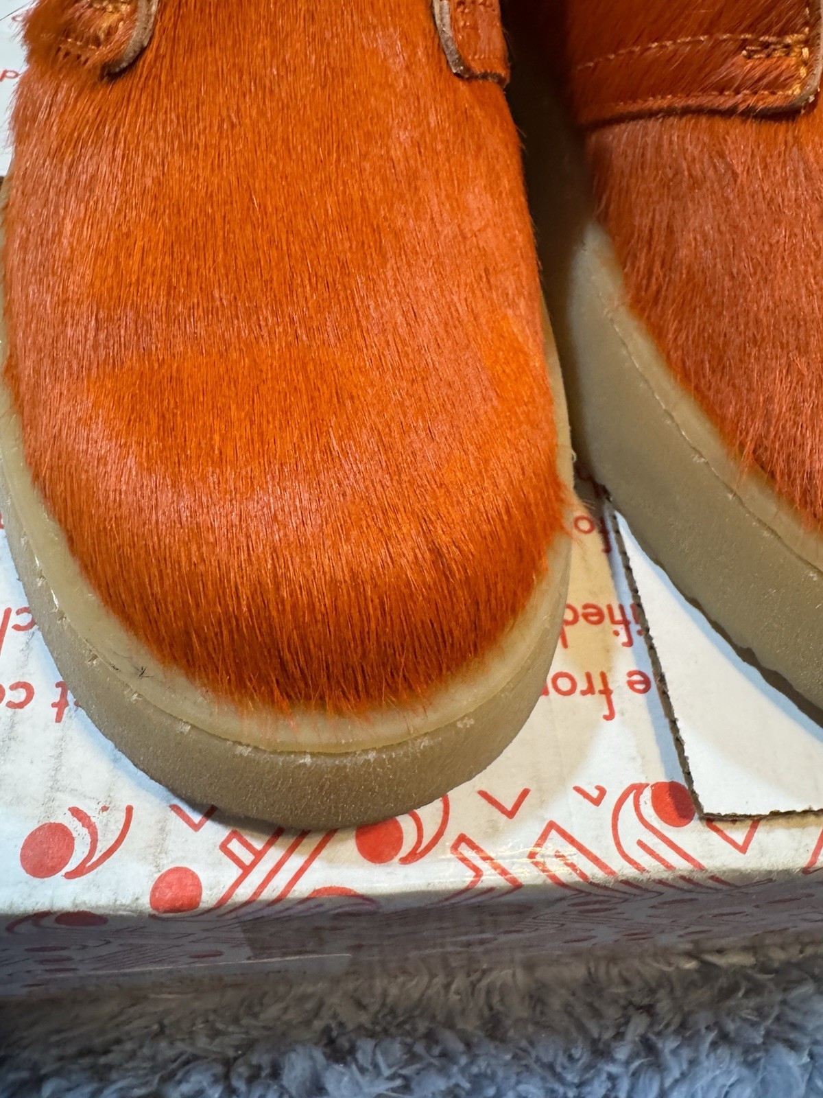 Preowned Clarks x Zara Cow Hair Ankle Desert Boots in Orange Size 38