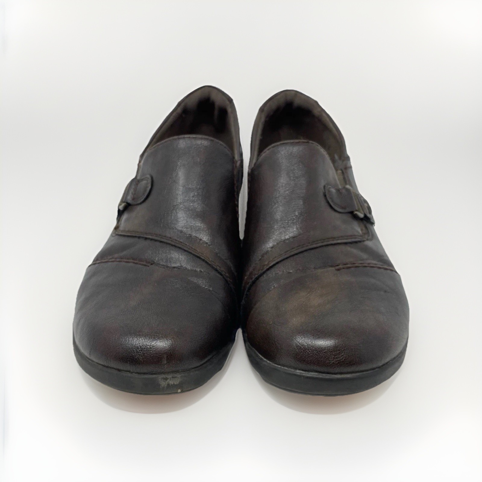 Earth Spirit Loafers Womens 9.5 Brown Faux Leather Comfort Slip On Gel Cushioned