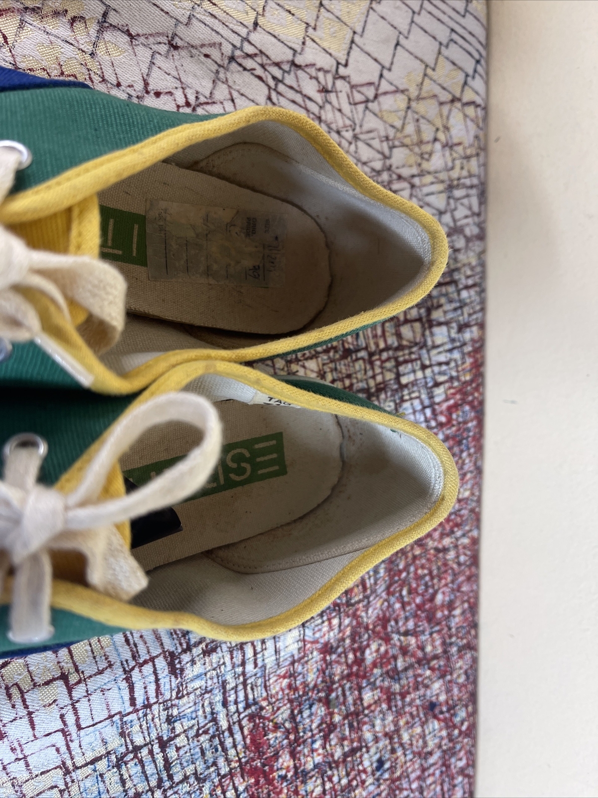 Vintage ESPRIT sz 7.5 Canvas Shoes Sneakers Color Block 80s 90s Retro Green Blue