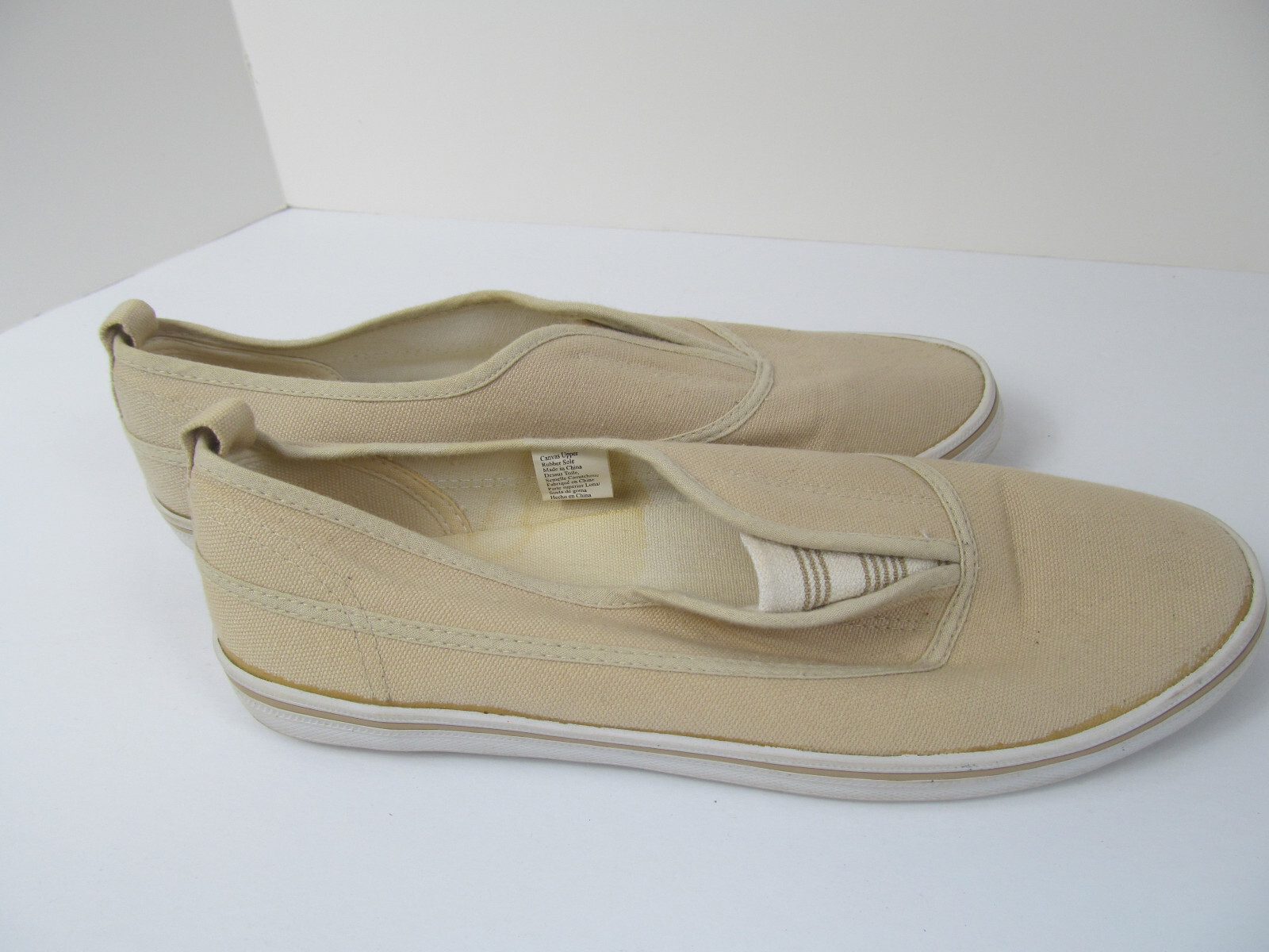 Vtg Womens Shoes Size 8.5 City Sneake Sneakers Slip on Tan Canvas Casual 1990s M