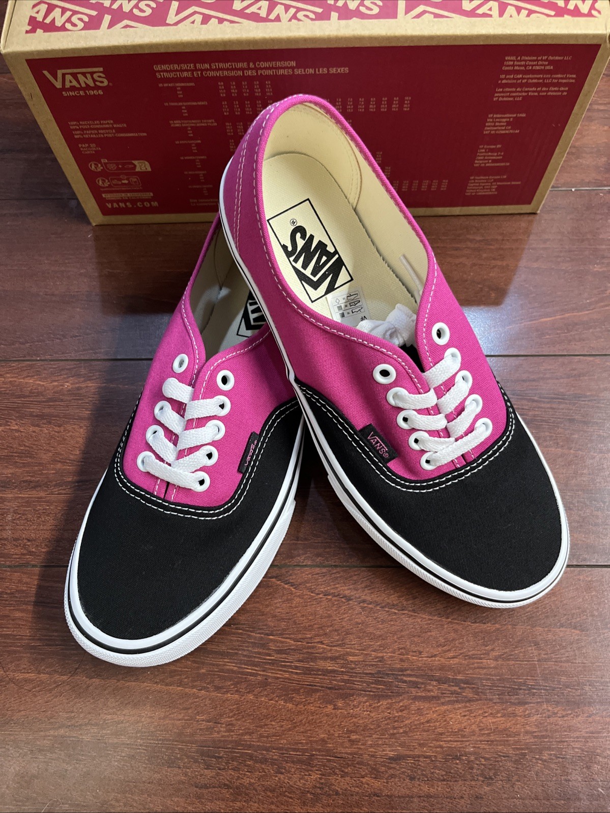 Womens 9 / Mens 7.5 Vans Authentic Pop Raspberry Rose Pink Black Canvas HALF BOX
