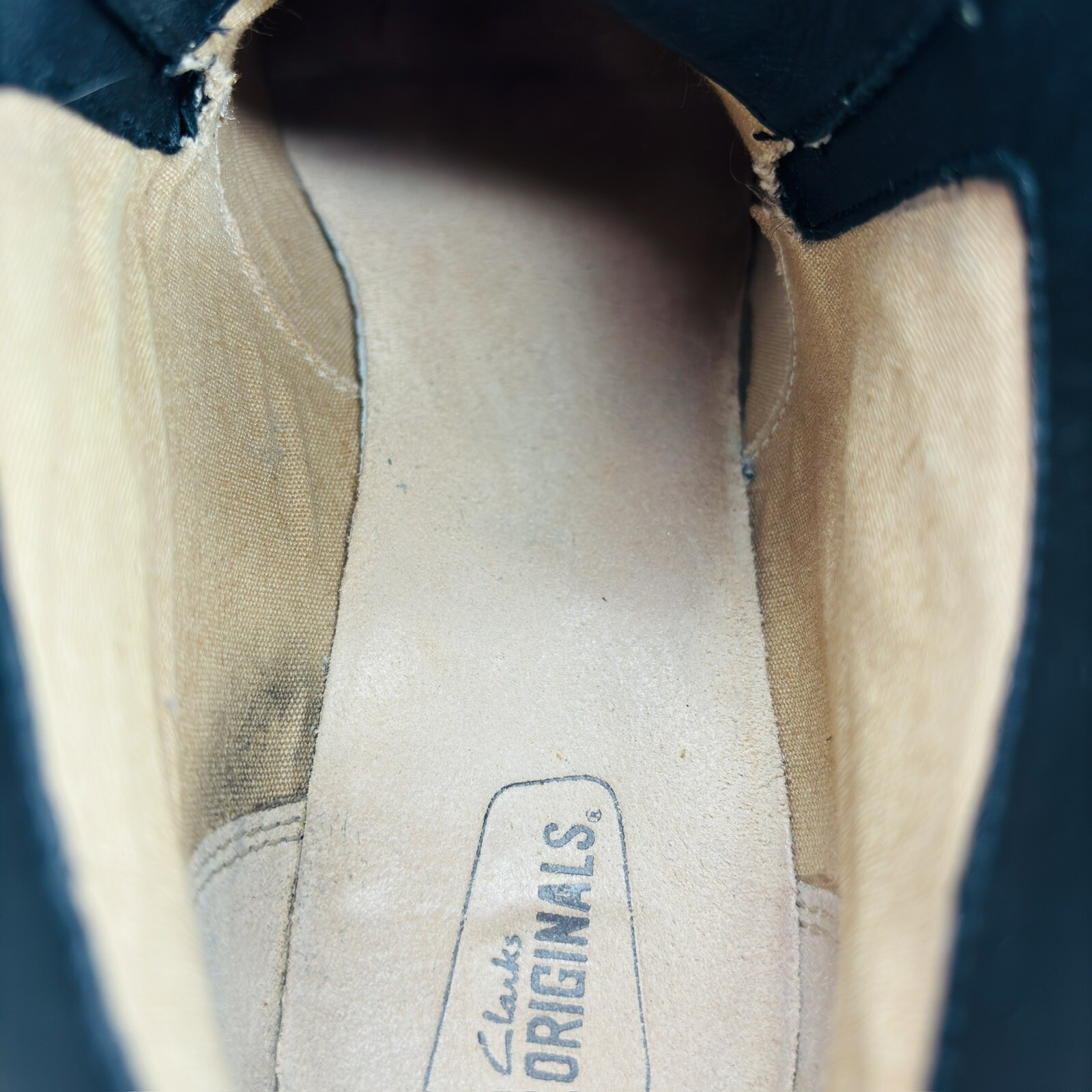 Women’s 7.5 M Clarks Originals Athie Terra Wedge Desert Boots Black Leather