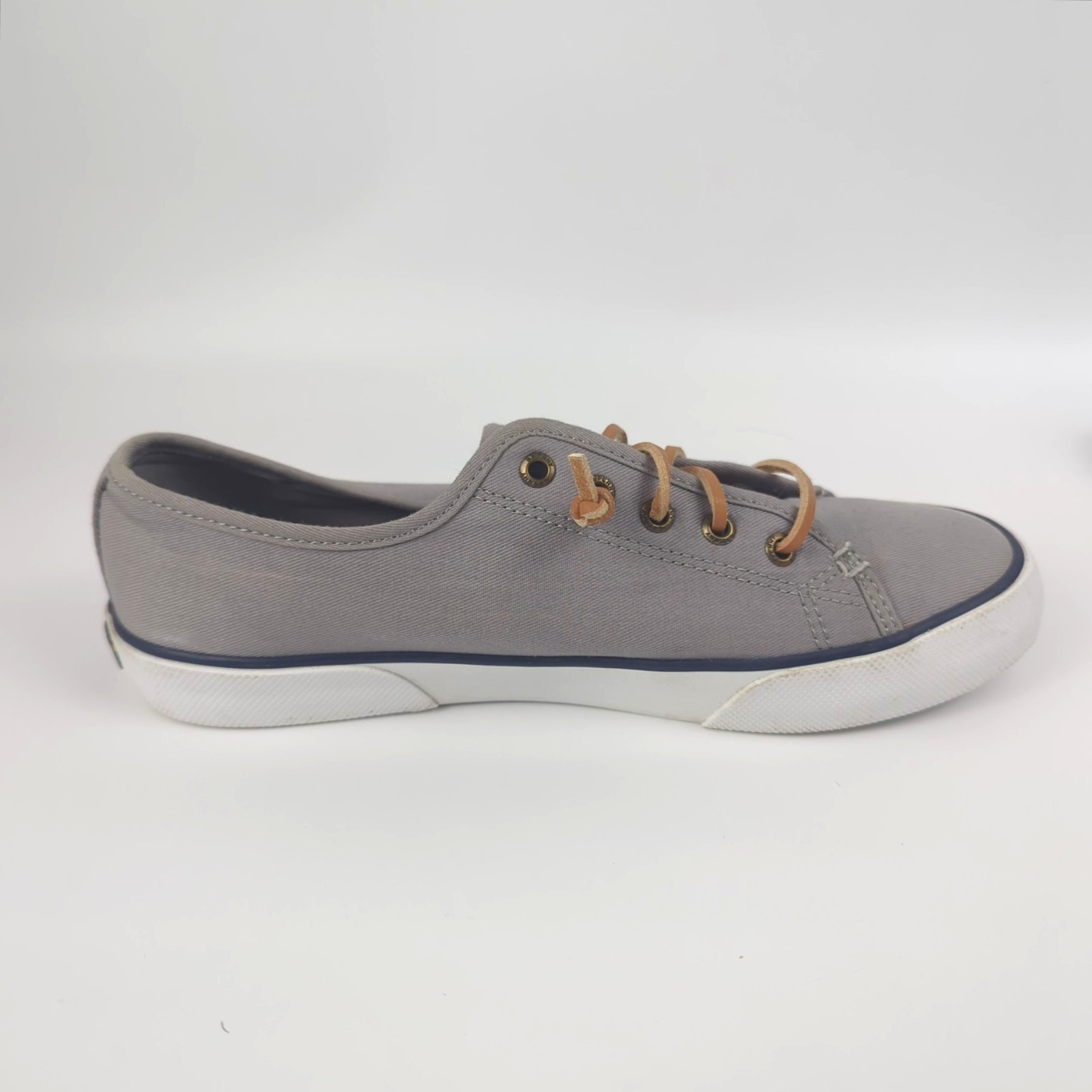 Sperry Top-Sider Womens Sz 8 Seacoast Gray Canvas Sneakers Memory Foam STS95729