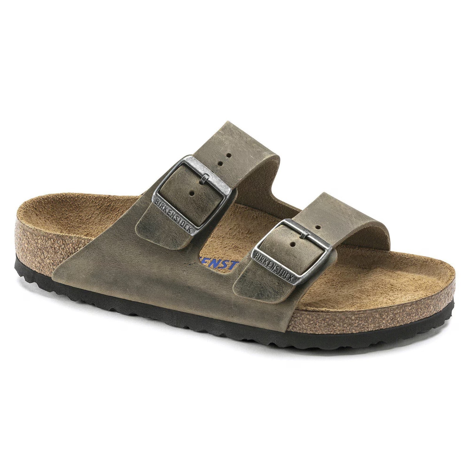 Birkenstock Arizona Oiled Leather Sandals Habana Iron Khaki Blue Tobacco Brown