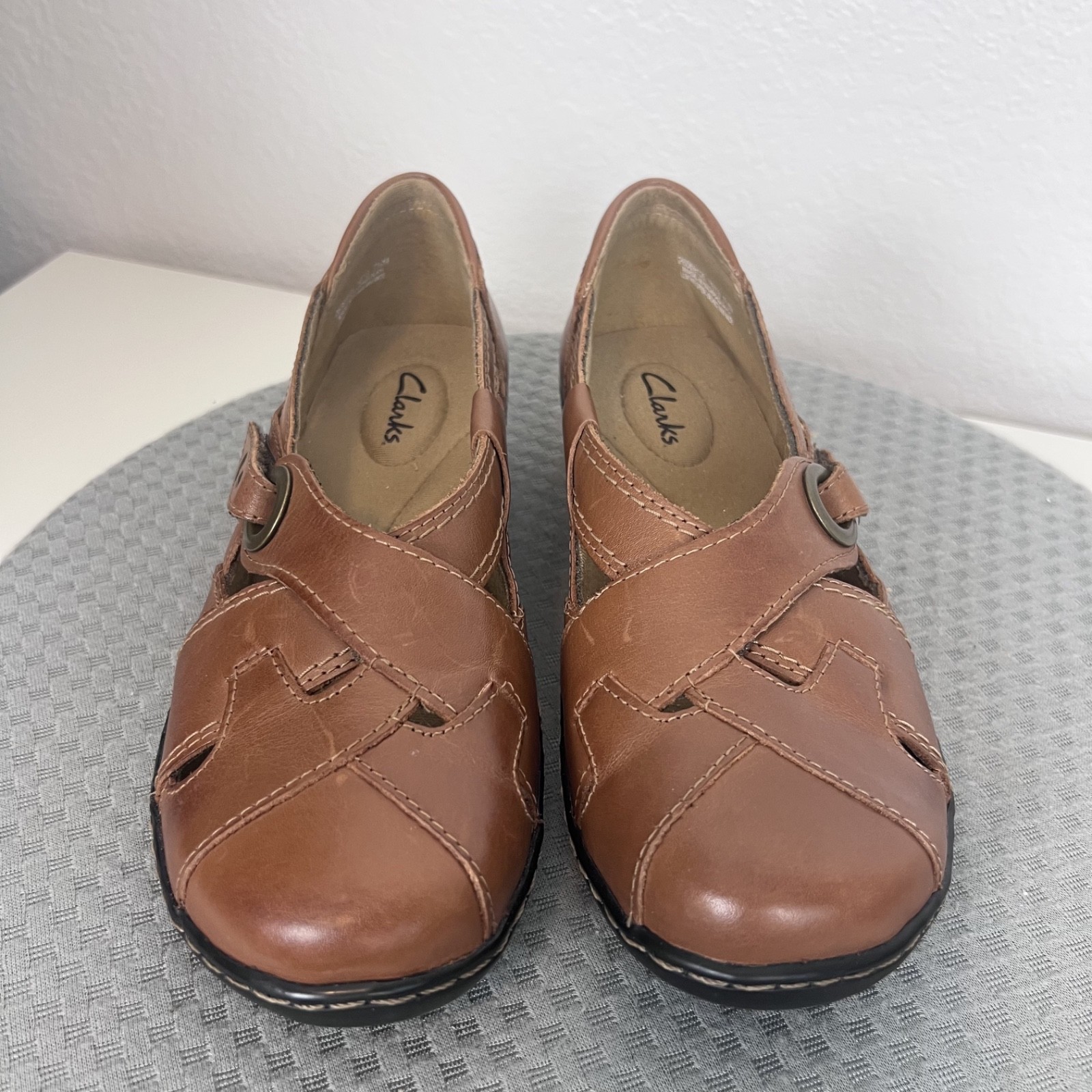 Clarks Ashland India Loafers Womens 7.5M Brown Leather Comfort Shoes Casual