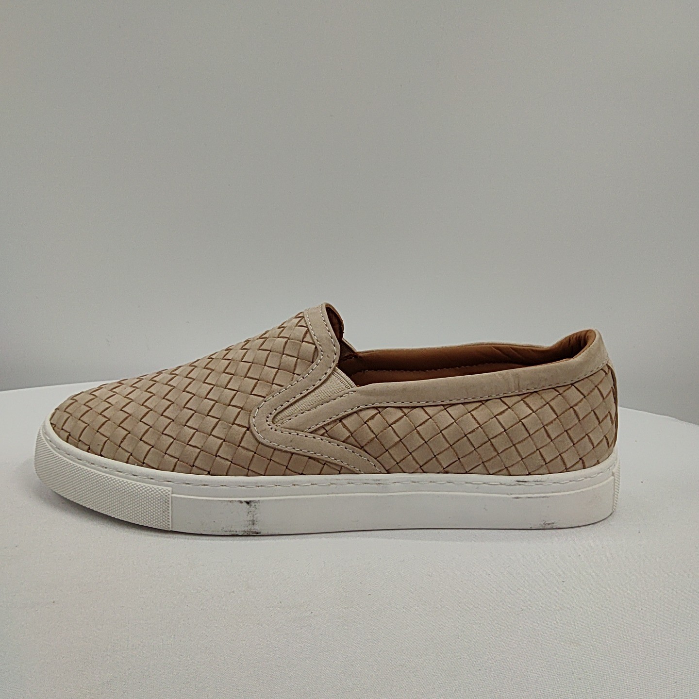 Quince Women 100% Handwoven Leather Slip On Sneaker Almond Shoes 9