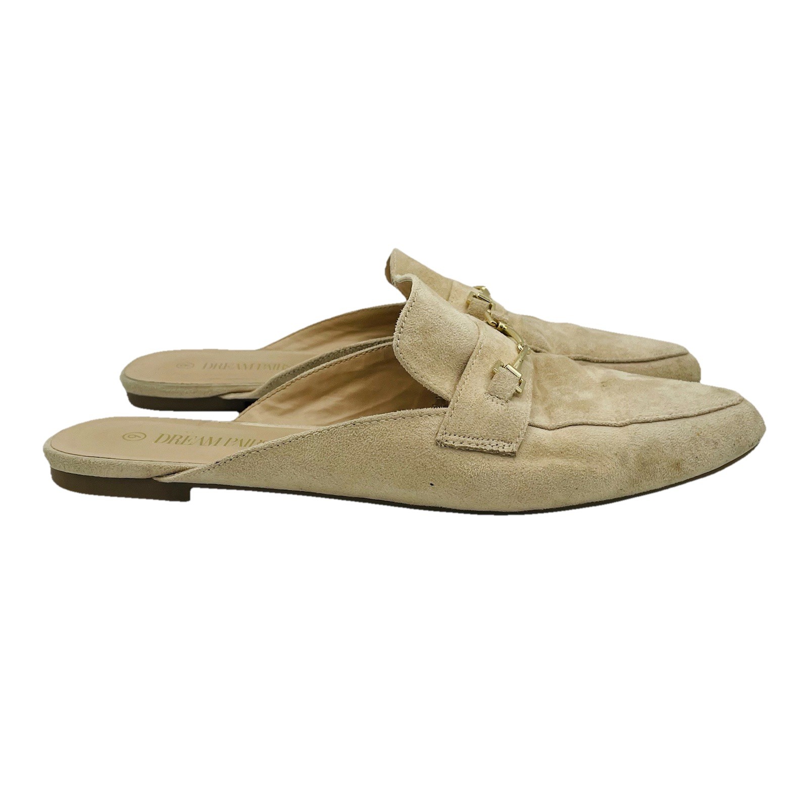 Dream Pairs Womens Sandals Size 9 Beige Slip On Heeled Mules Sandals Pointed Toe