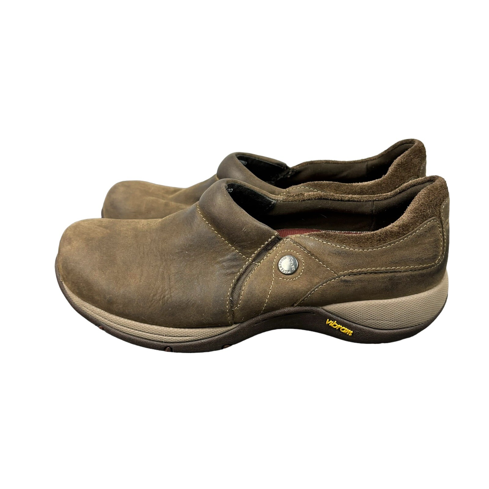 Dansko Patti Nubuck Brown Leather Slip On Vibram Soles Women 6.5-7/EUR 37