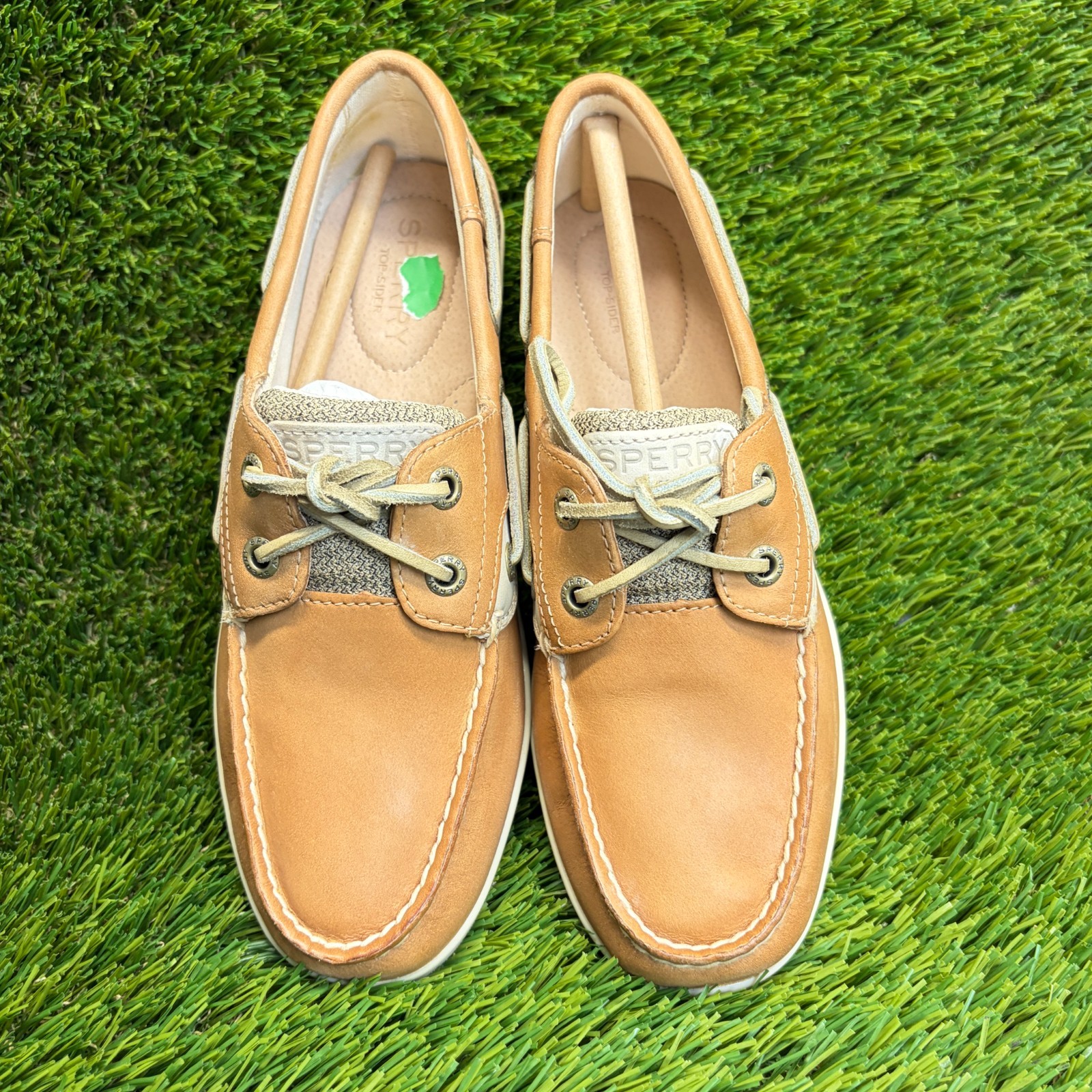 Sperry Koifish Womens Size 5.5 Brown Beige Outdoor Leather Slip On Boat Shoes