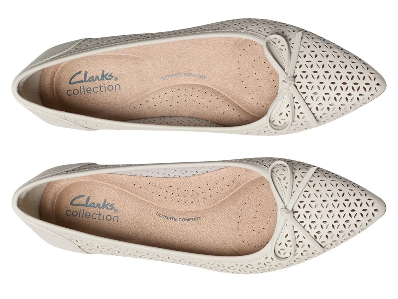 Clarks Women’s Natalyn Step Off White Laser Cut Leather Slip-On Flat 9 M