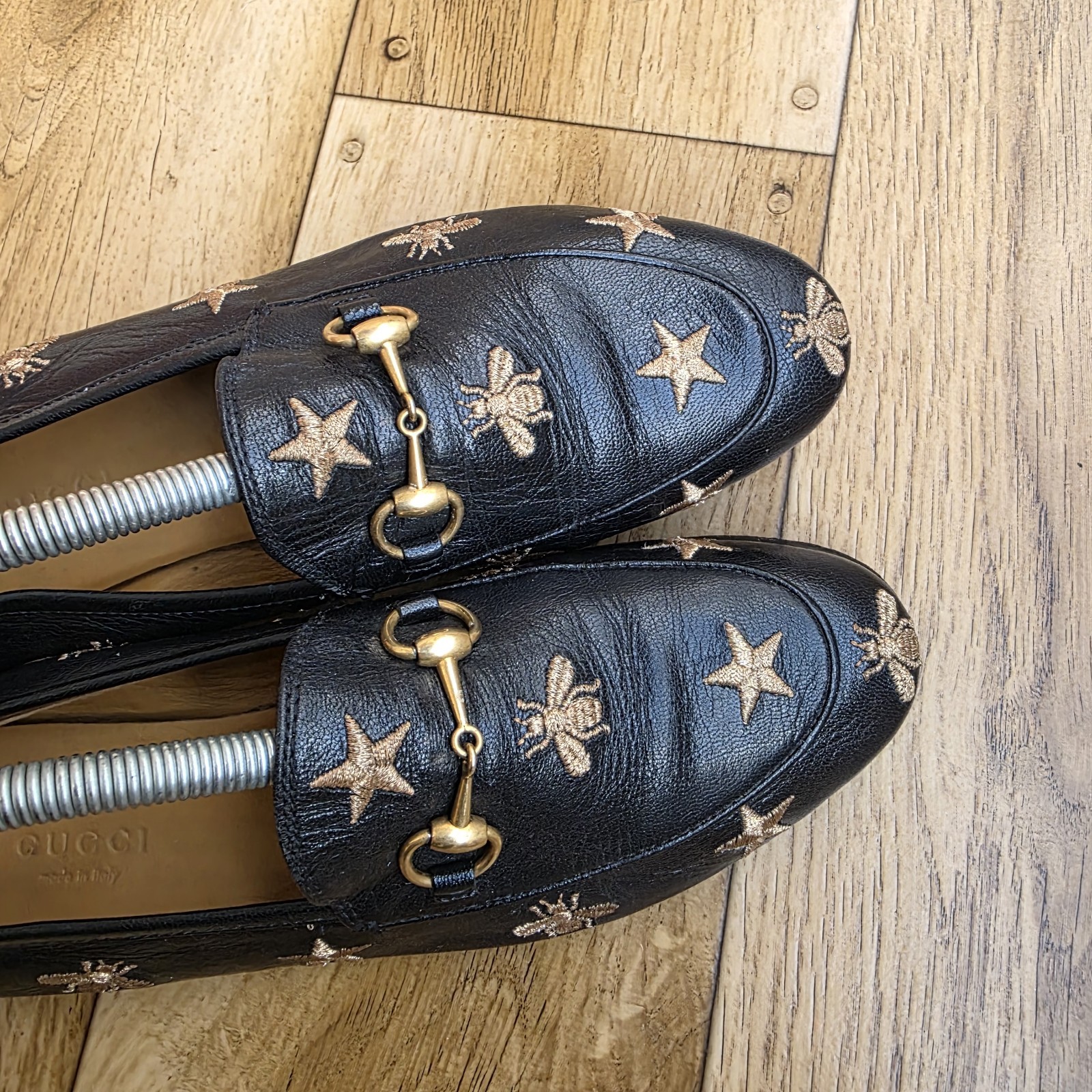 GUCCI HORSEBIT BEE JORDAAN LEATHER LOAFERS SIZE 36 EU, 5.5 US, 3 UK